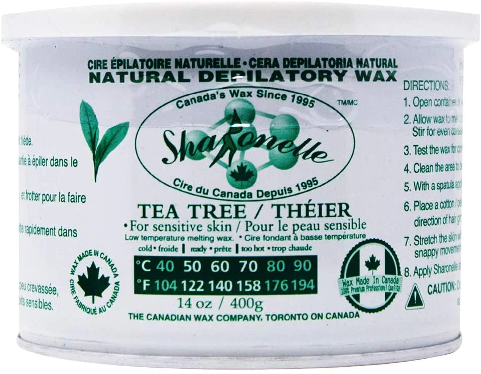 SHARONELLE NATURAL DEPILATORY WAX (14OZ/397G) - TEA TREE