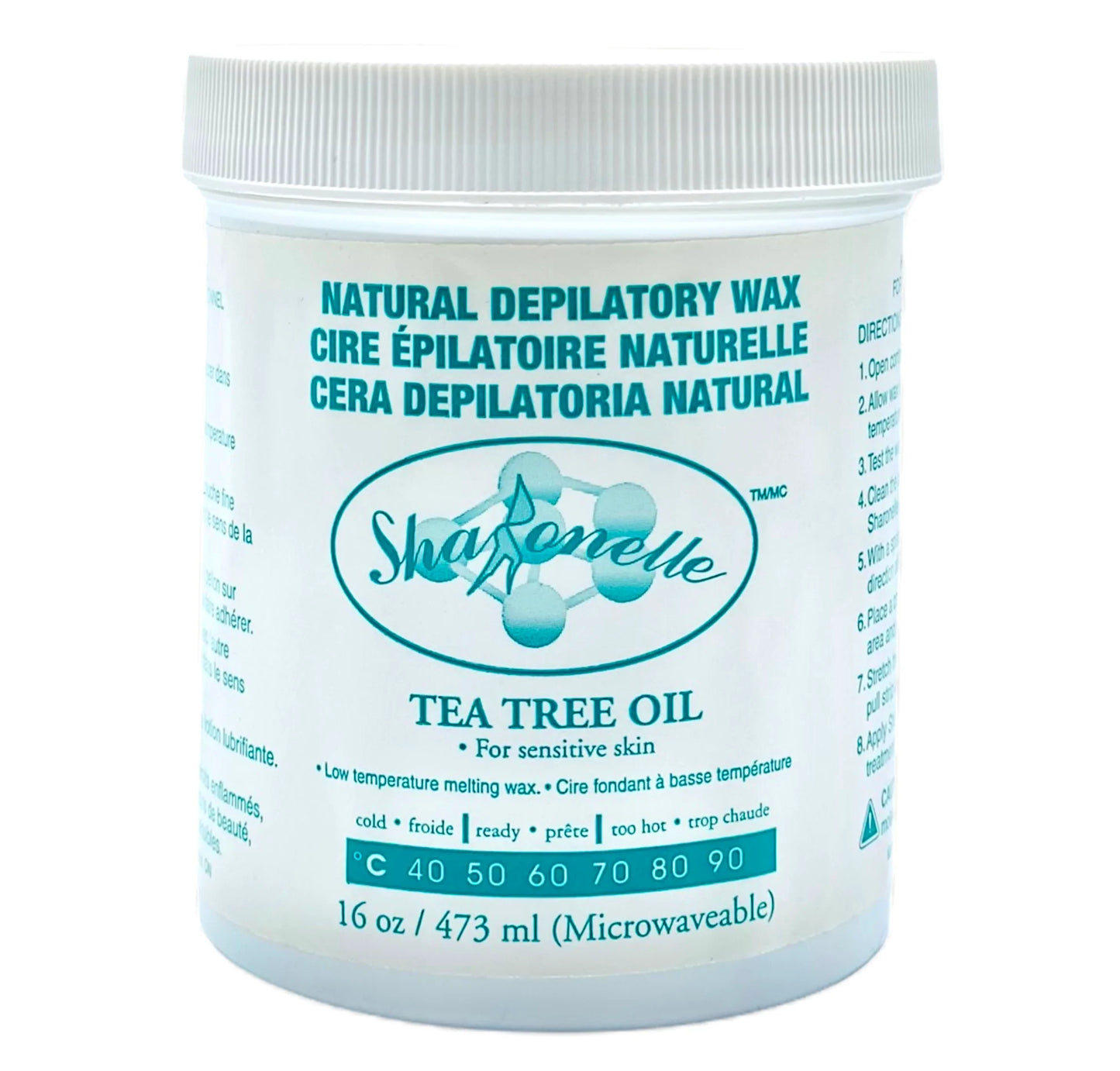 SHARONELLE MICROWAVEABLE NATURAL DEPILATORY WAX (16OZ/473ML) - TEA TREE OIL