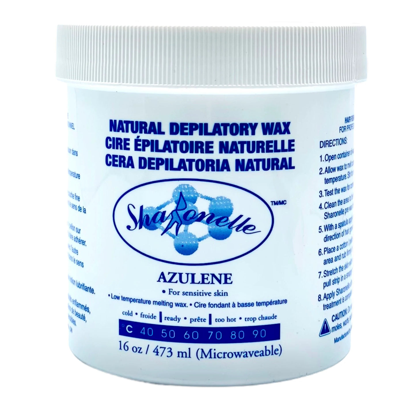 SHARONELLE MICROWAVEABLE NATURAL DEPILATORY WAX (16OZ/473ML) - AZULENE