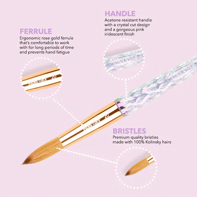 Kiara Sky 100% Kolinsky Acrylic Brush (Classic Color) - Size 16