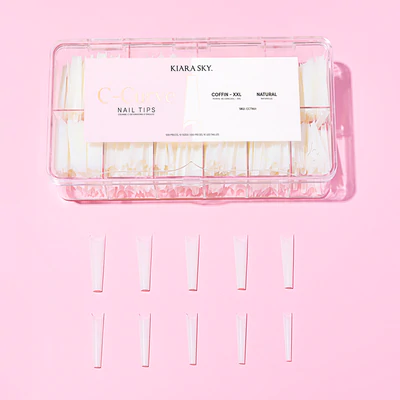 Kiara Sky C-curve Nail Tips (500pcs) - Coffin XXL Natural