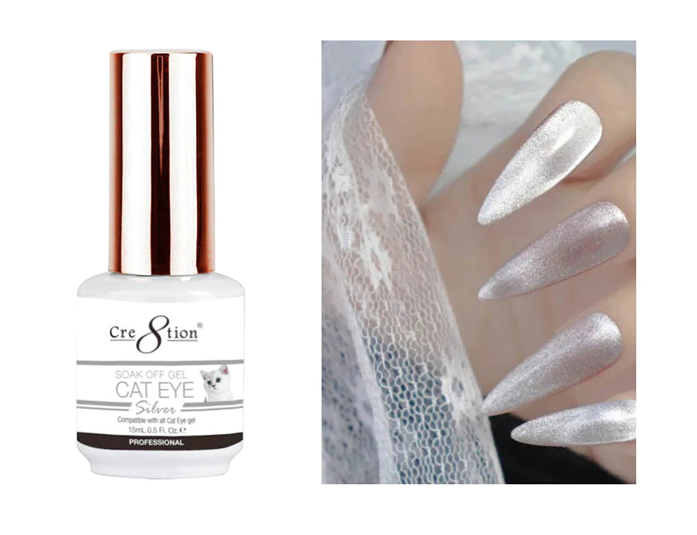 CRE8TION SOAK OFF GEL CAT EYE - SILVER