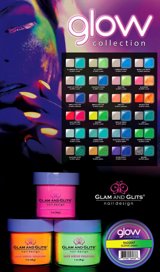 GLAM AND GLITS GLOW ACRYLIC COLLECTION (48 COLORS) + COLOR CHART