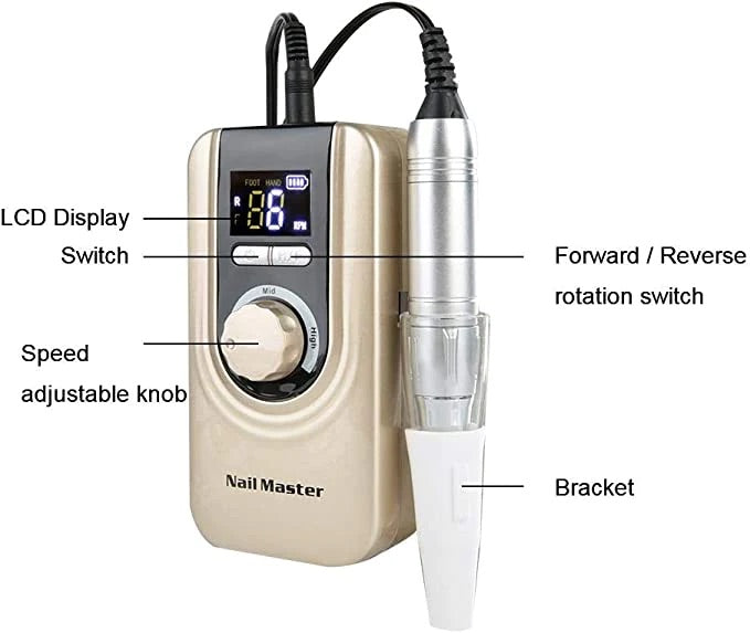 Nail Drill/ Nail Master / EQUIPMENT RECHARGEABLE PORTABLE ELECTRIC MASTER  NAIL DRILL MACHINE